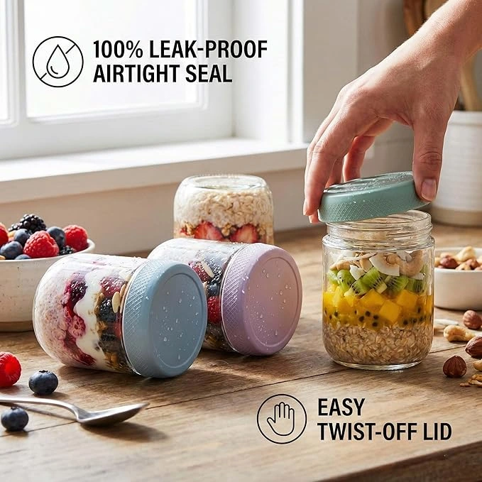Glass Overnight Oats Jar Set - Image 2