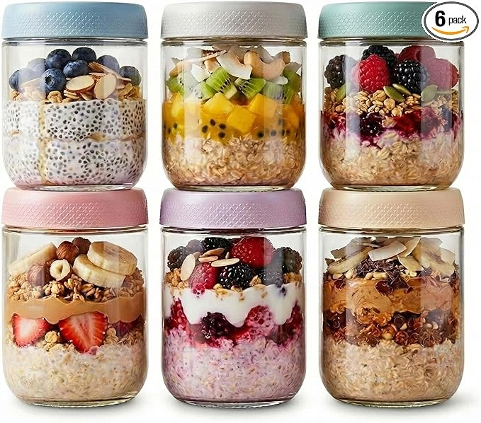 Glass Overnight Oats Jar Set